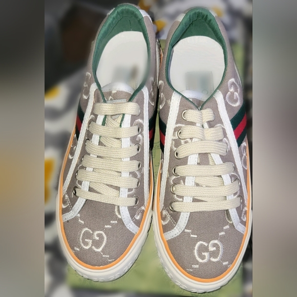 Womens New "G" copy sneakers tan S8 - Picture 2 of 3